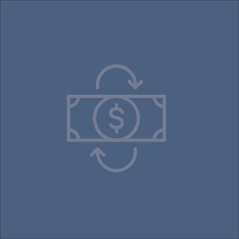 Dollar bill with circular arrows symbolizing pay-over-time financing