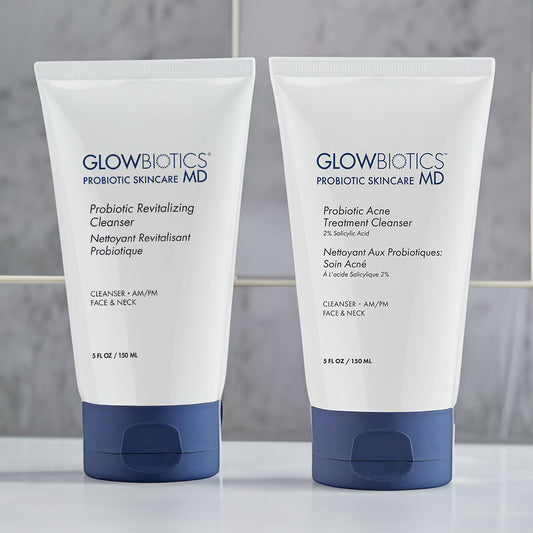 Revitalize vs. Clarify: Comparing GLOWBIOTICS' Revitalizing Cleanser and Acne Treatment Cleanser