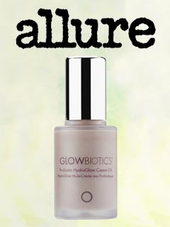 Allure feature image showing Glowbiotics serum bottle
