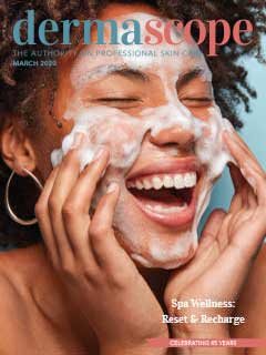 Dermascope cover showing woman cleansing her face