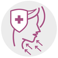 Face with medical cross and arrows showing microbiota defense role