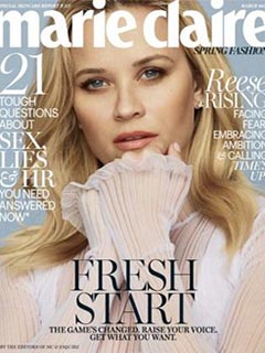 Marie Claire magazine cover with blonde model and “Fresh Start” headline
