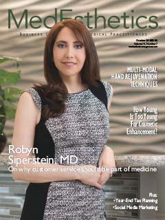MedEsthetics magazine cover with medical aesthetics professional