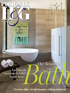 Phoenix Home & Garden magazine cover featuring a luxury bathroom