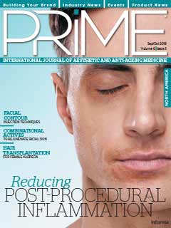 Prime Aesthetics magazine cover showing male skin treatment