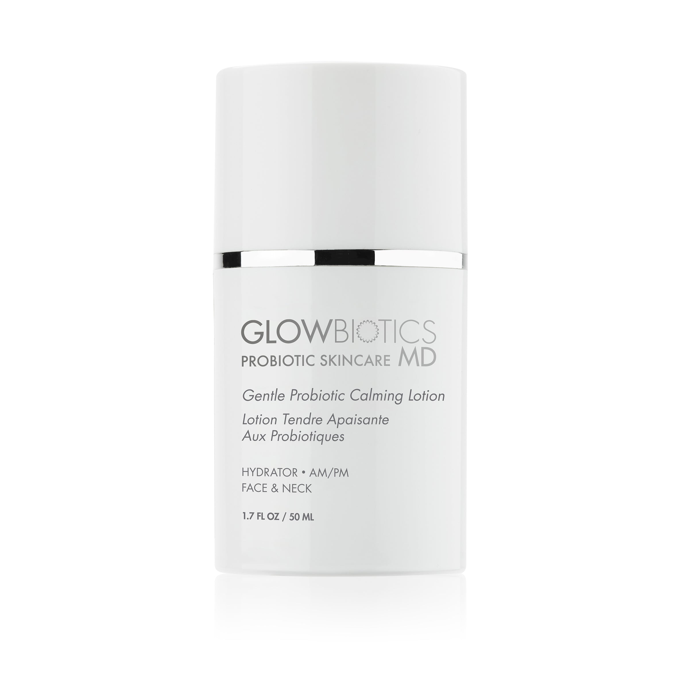 Glowbiotics Gentle Probiotic Calming Lotion bottle, 1.7 fl oz, front-facing on white background
